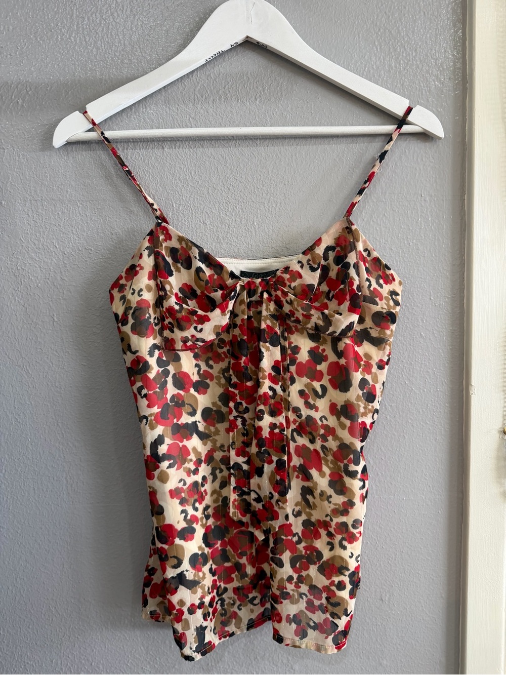 Rampage Red Black Tan Leopard Print Satin Cami